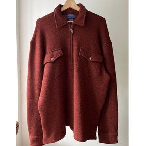 Pendleton Wool Burnt Orange Fleece Quarter Zip Sweater